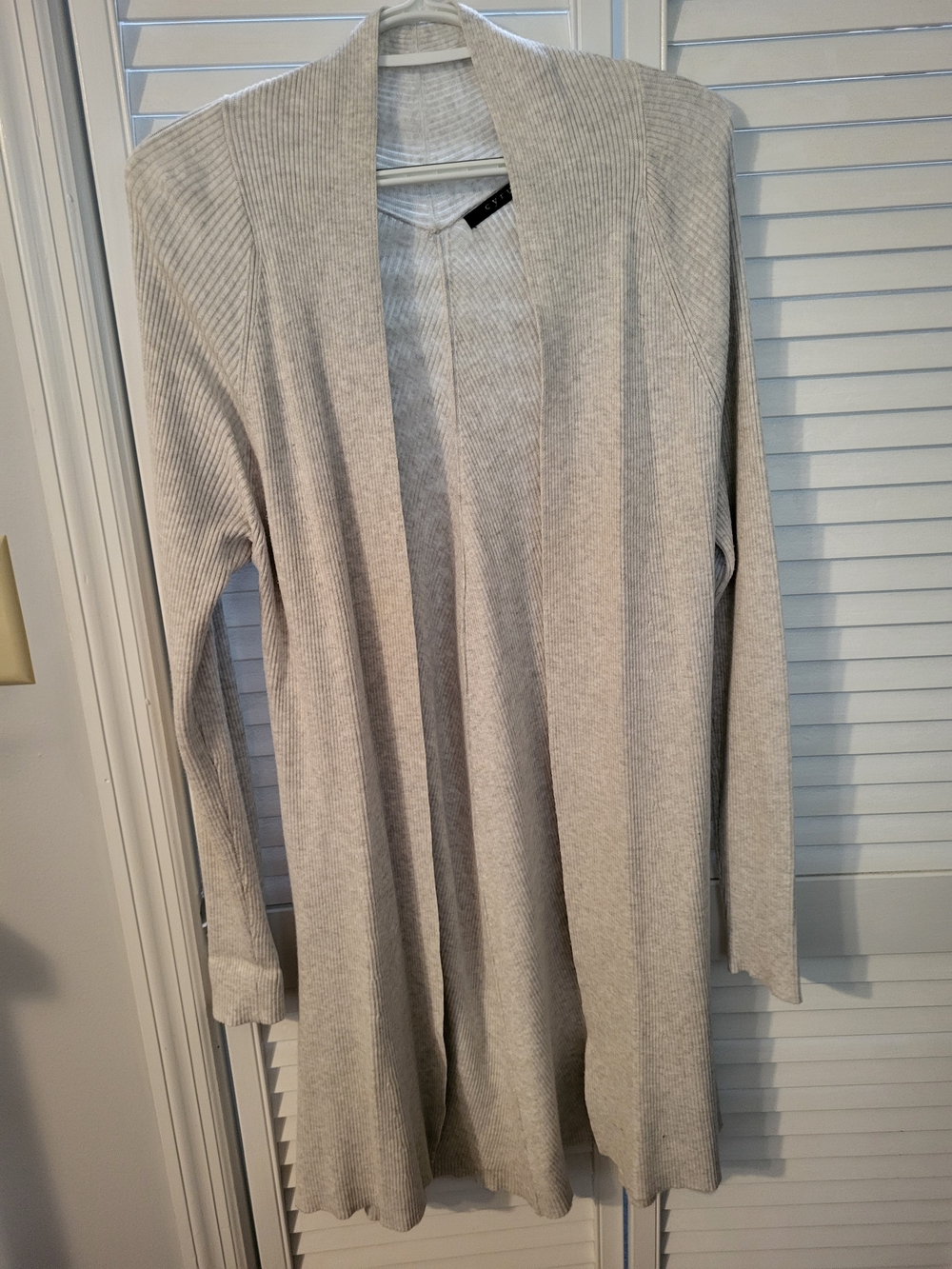Cyrus Light Gray Ribbed Open-Front Women's Cardigan